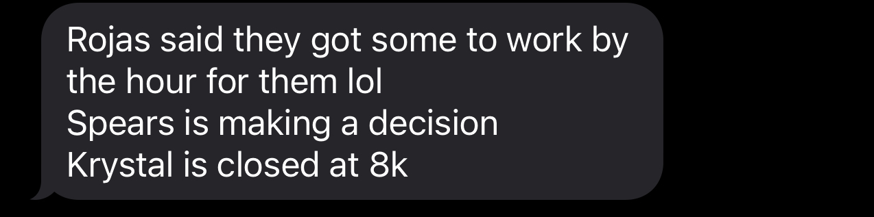 Client message confirming an HVAC job closed at $8,000